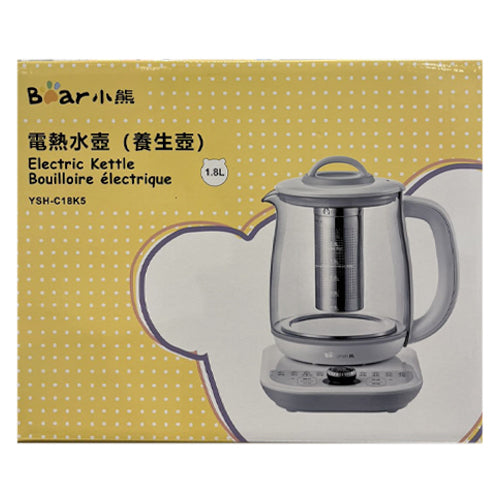 Bear Electric Kettle (YSH-C18K5) Stainless Steel & Glass Brew Cooker Master Bear Health- Care Beverage Tea Maker 1.8L
