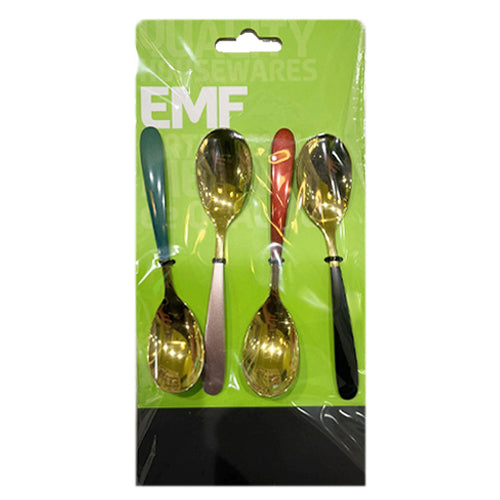 Gold Plated with Colour Handle Stainless Steel Tea Spoon Set 4pc