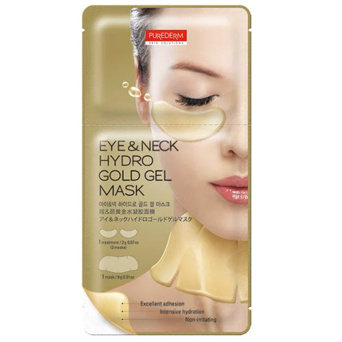 Purederm Eye & Neck Hydro Gold Gel Mask: Eye Mask 1Pair + Neck Mask 1pc