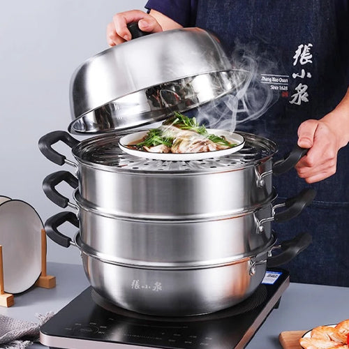 [ZXQ] C35410100S Master Z Stainless Steel Three Layer Multi-Bottom All-Purpose Steamer 30cm