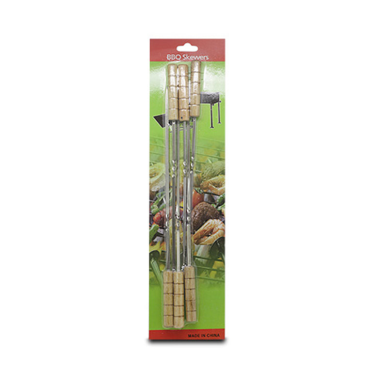 Steel BBQ Skewers with Wood Handle 6-pcs