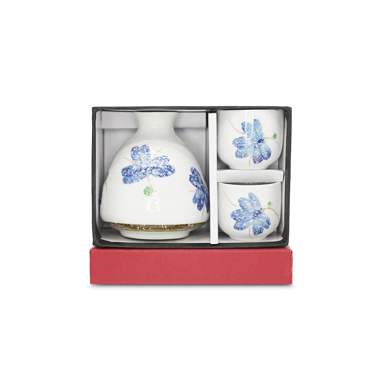 3-pc Moth Orchid Sake Set in Gift Box