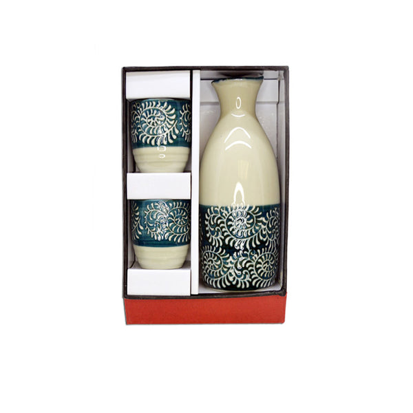 3-pc Swirl Sake Set in Gift Box