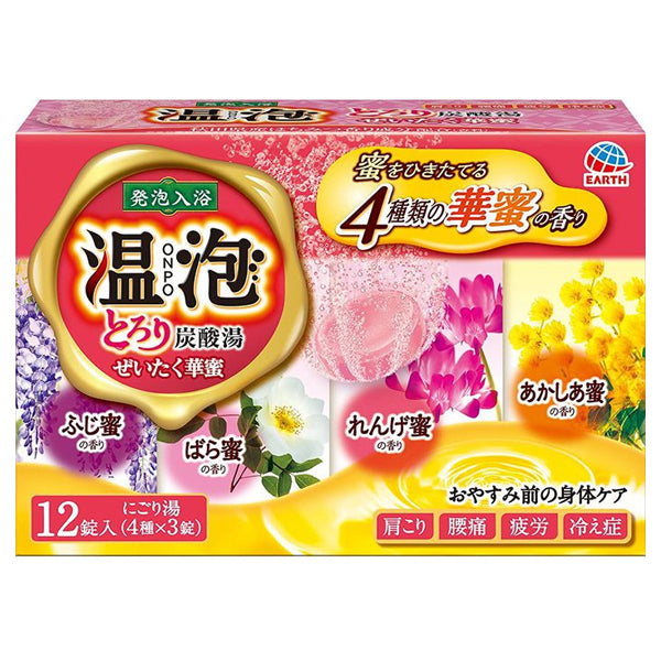 EARTH 沐浴粉高级蜂蜜碳酸水 4 种组合（4 种 x 3 片）