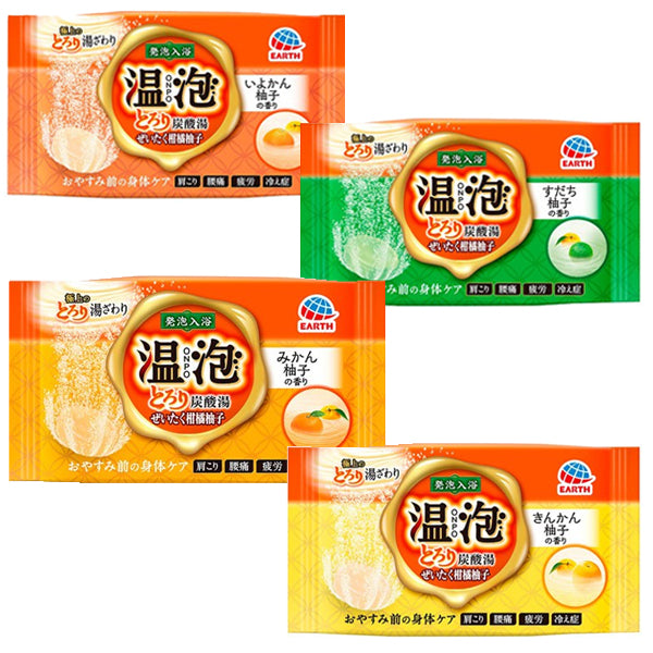 EARTH 沐浴粉高级柑橘柚子 Torori 碳酸水 4 种组合（4 种 x 3 片）
