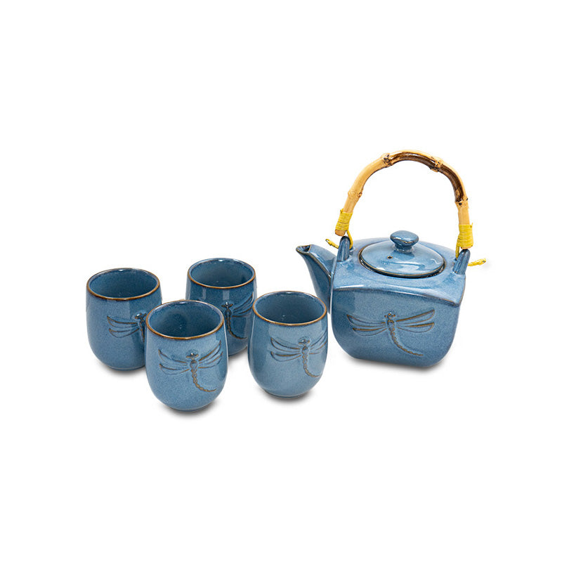 5-pc Blue Dragonfly Tea Set