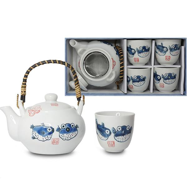 "Blowfish" Tea Set with Strainer in Gift Box
