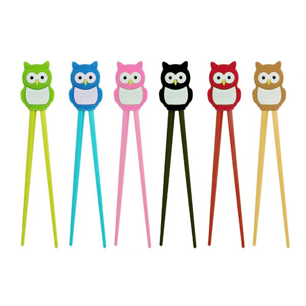 "Owl" Plastic Learning Chopsticks & Silicon Grip
