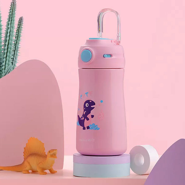 茶花不銹鋼吸管保溫瓶 370ml-粉色/藍色