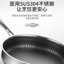 304不锈钢无涂层不沾蜂窝晶纹平底锅 28cm