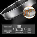 304不锈钢无涂层不沾蜂窝晶纹平底锅 28cm