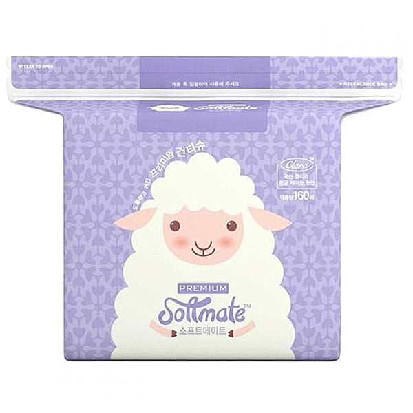 SOFTMATE Premium  Korean Supreme Quality Super Soft Comfortable DryTissue Cleansing Tissue160 Sheets