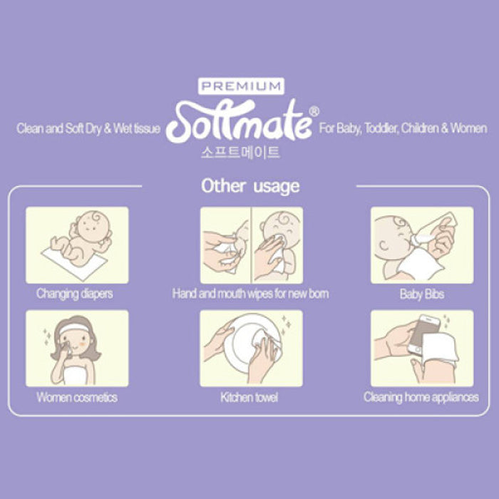 SOFTMATE Nature Dry Tissue 80 Sheets (Large 30cm*42cm)