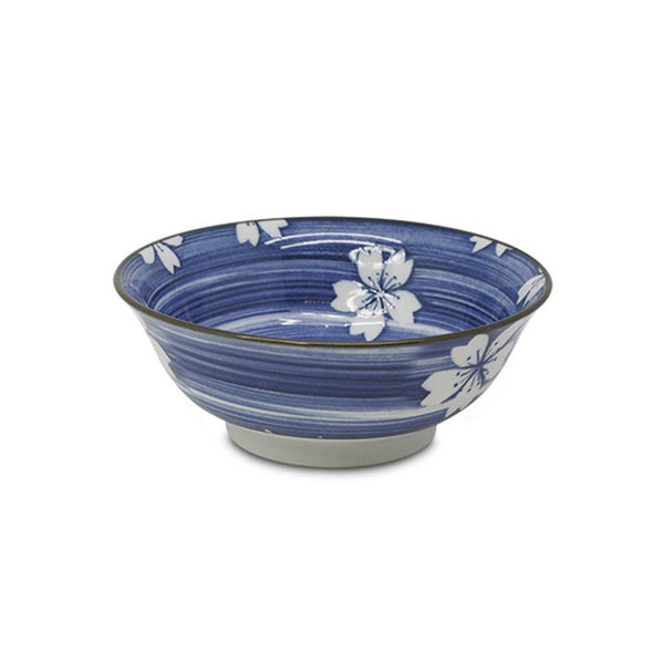 Blue Sakura Japanese 8-inch Porcelain Ramen Bowl