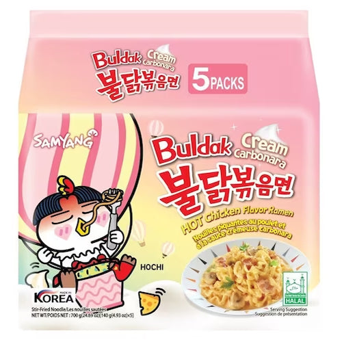 Samyang Buldak Hot Chicken Ramen Cream Carbonara Flavor 140gX5