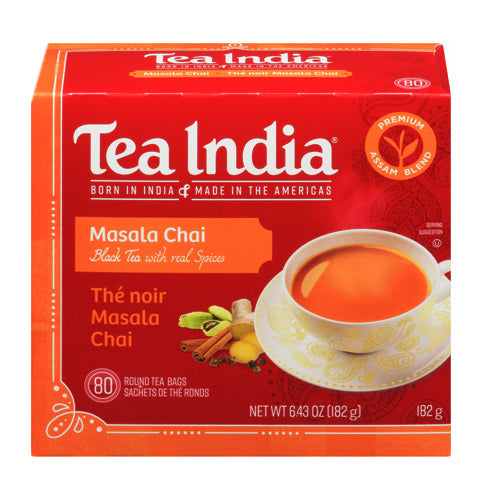 Tea India Masala Chai Black with Real Spices 80 Round tea Bags