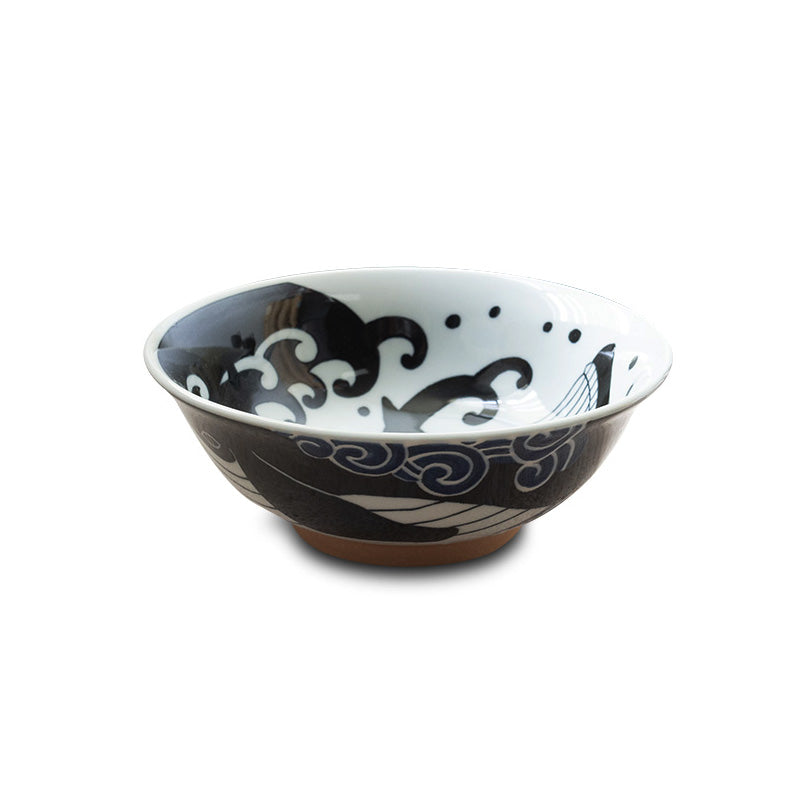 Whale Japanese 8-inch Porcelain Ramen Bowl